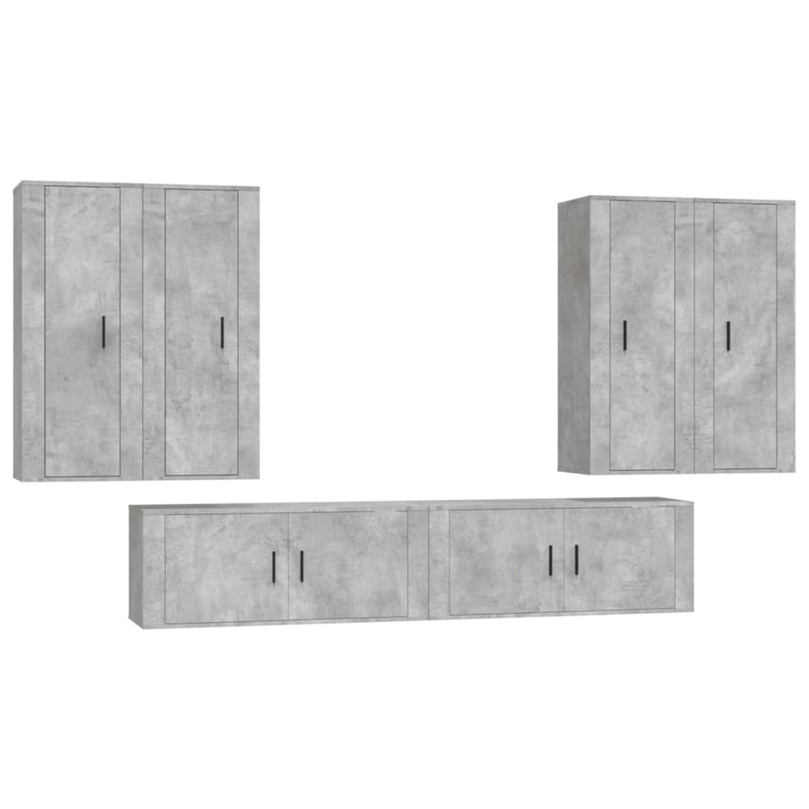 6 Piece TV Cabinet Set Concrete Grey Engineered Wood
