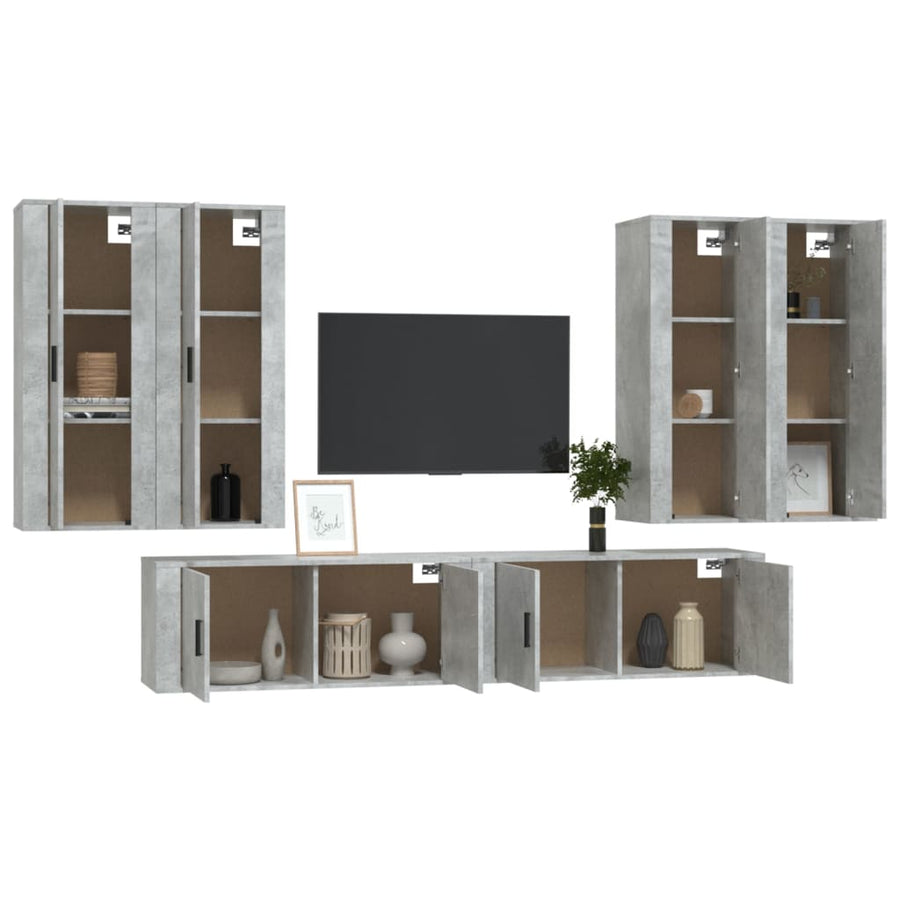 6 Piece TV Cabinet Set Concrete Grey Engineered Wood