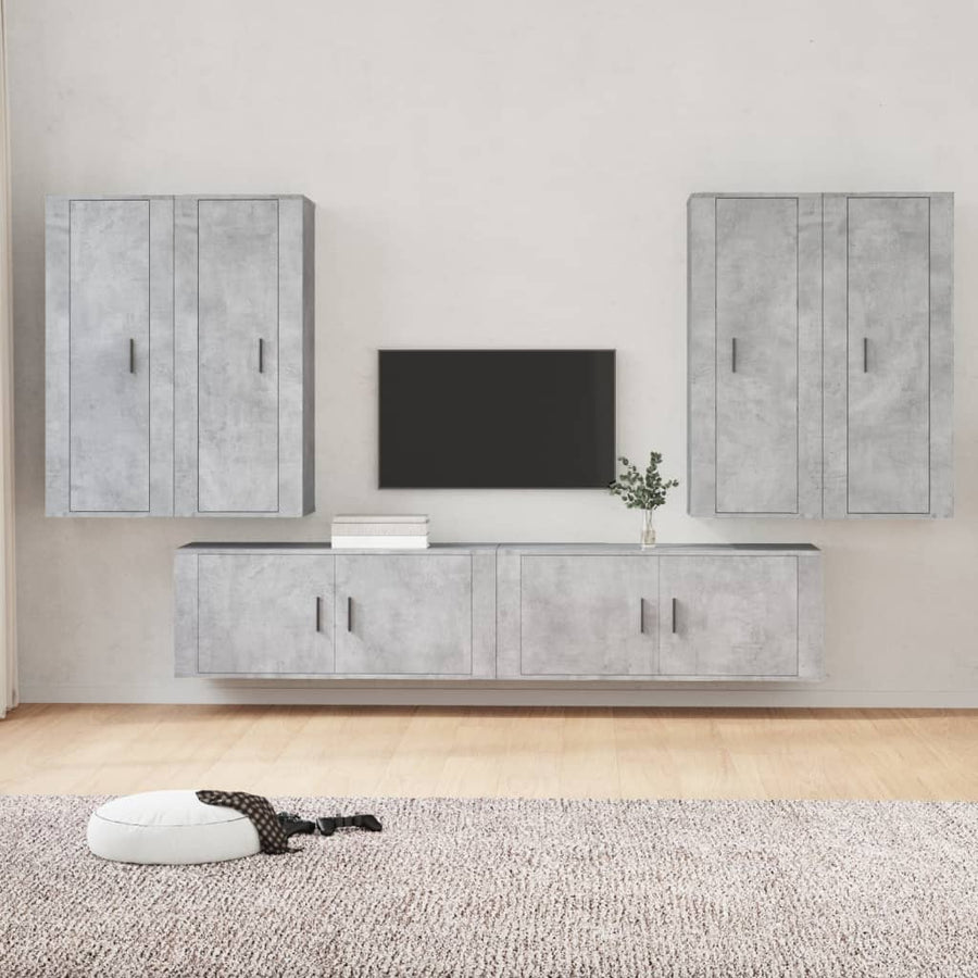 6 Piece TV Cabinet Set Concrete Grey Engineered Wood