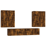 6 Piece TV Cabinet Set Smoked Oak Engineered Wood - Front View