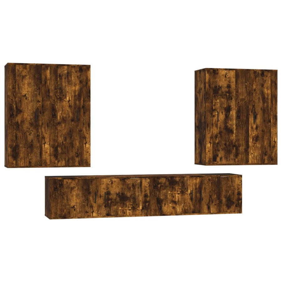 6 Piece TV Cabinet Set Smoked Oak Engineered Wood