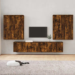 6 Piece TV Cabinet Set Smoked Oak Engineered Wood