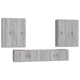 6 Piece TV Cabinet Set Grey Sonoma Engineered Wood - Front View