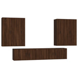 6 Piece TV Cabinet Set Brown Oak Engineered Wood