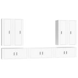 7 Piece TV Cabinet Set White Engineered Wood