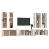 7 Piece TV Cabinet Set White Engineered Wood