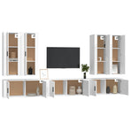 7 Piece TV Cabinet Set White Engineered Wood