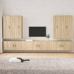 7 Piece TV Cabinet Set Sonoma Oak Engineered Wood
