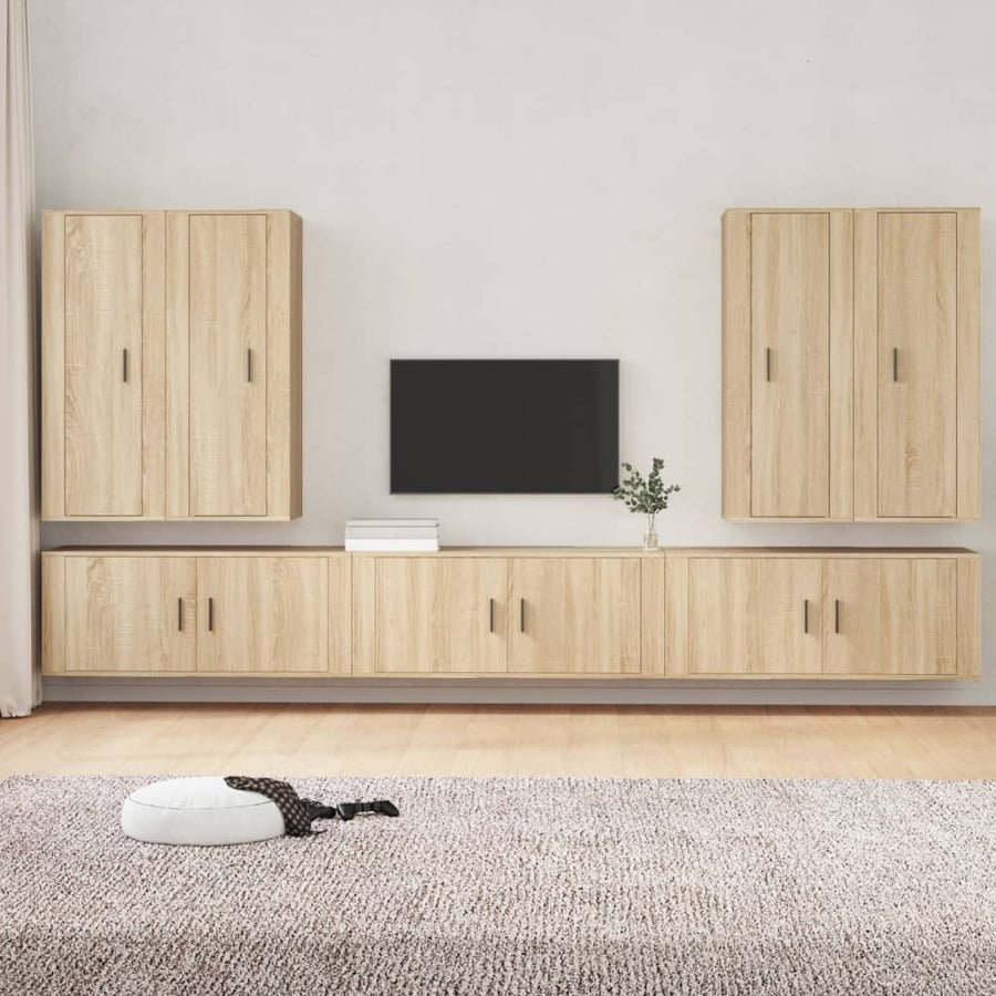 7 Piece TV Cabinet Set Sonoma Oak Engineered Wood