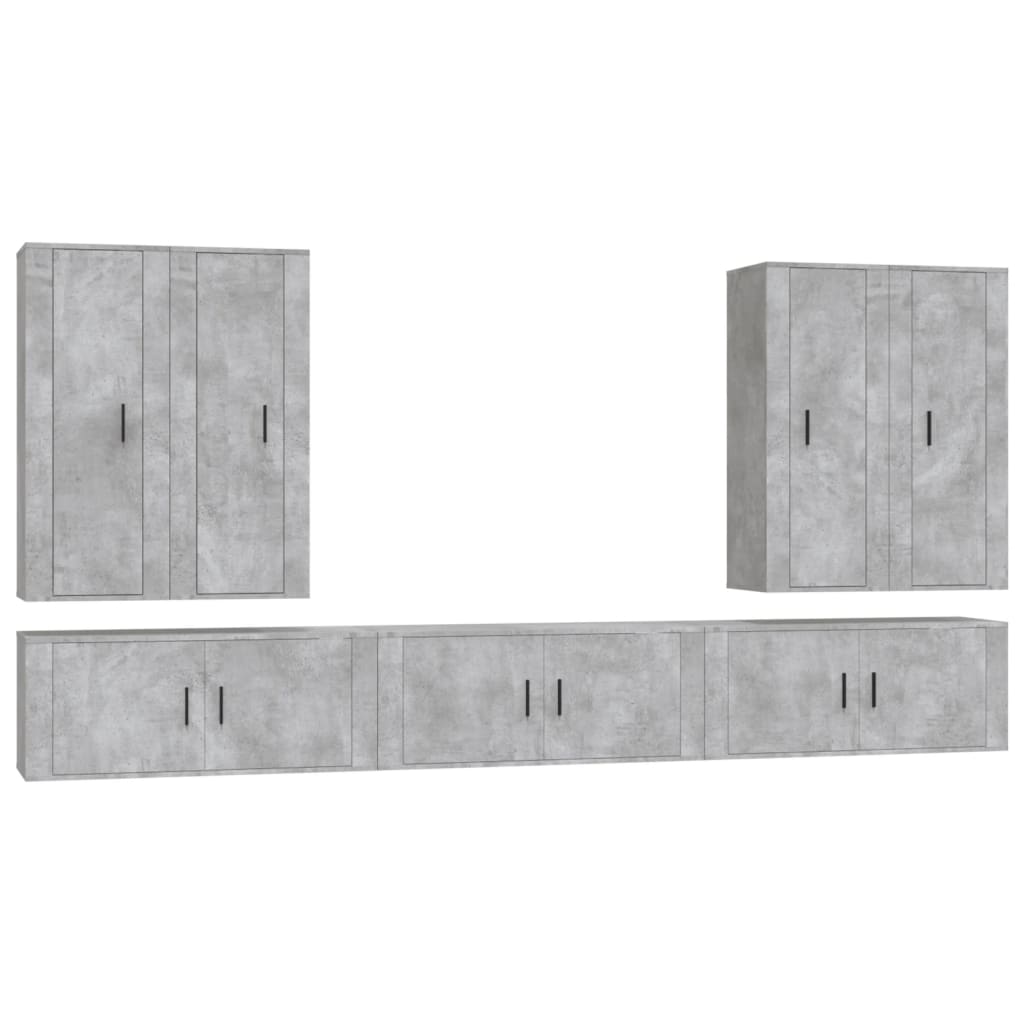 7 Piece TV Cabinet Set Concrete Grey Engineered Wood