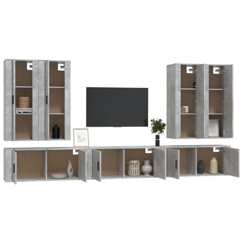 7 Piece TV Cabinet Set Concrete Grey Engineered Wood