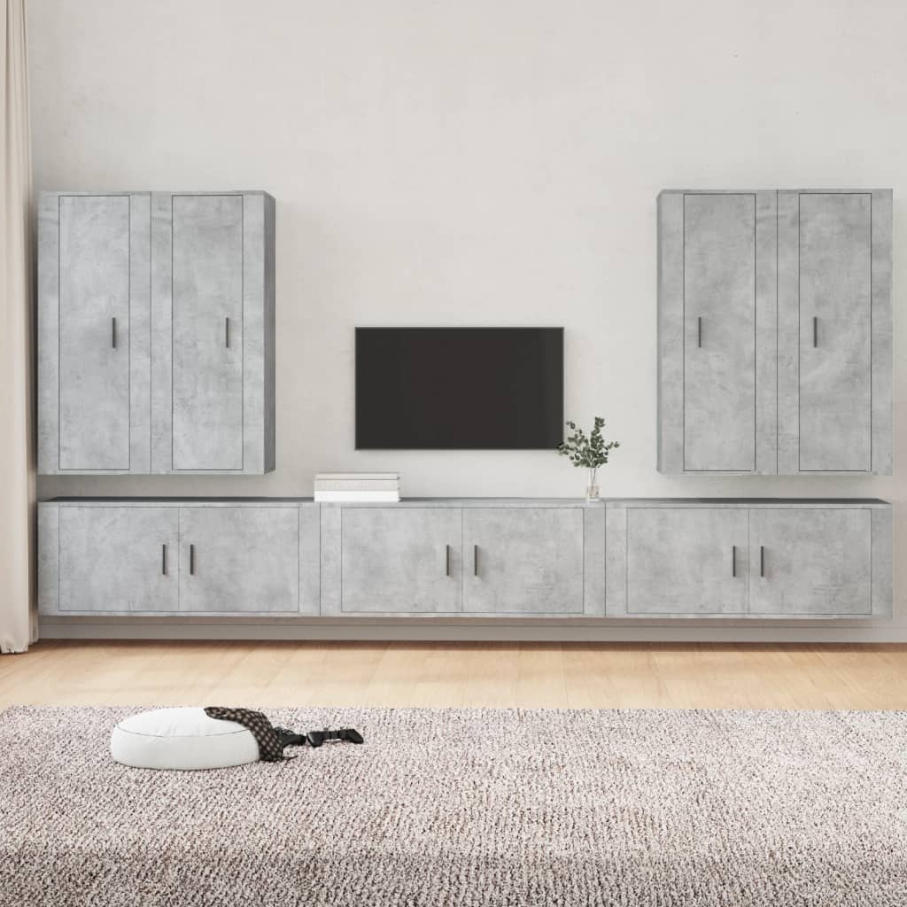 7 Piece TV Cabinet Set Concrete Grey Engineered Wood