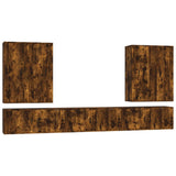 7 Piece TV Cabinet Set Smoked Oak Engineered Wood - Front View
