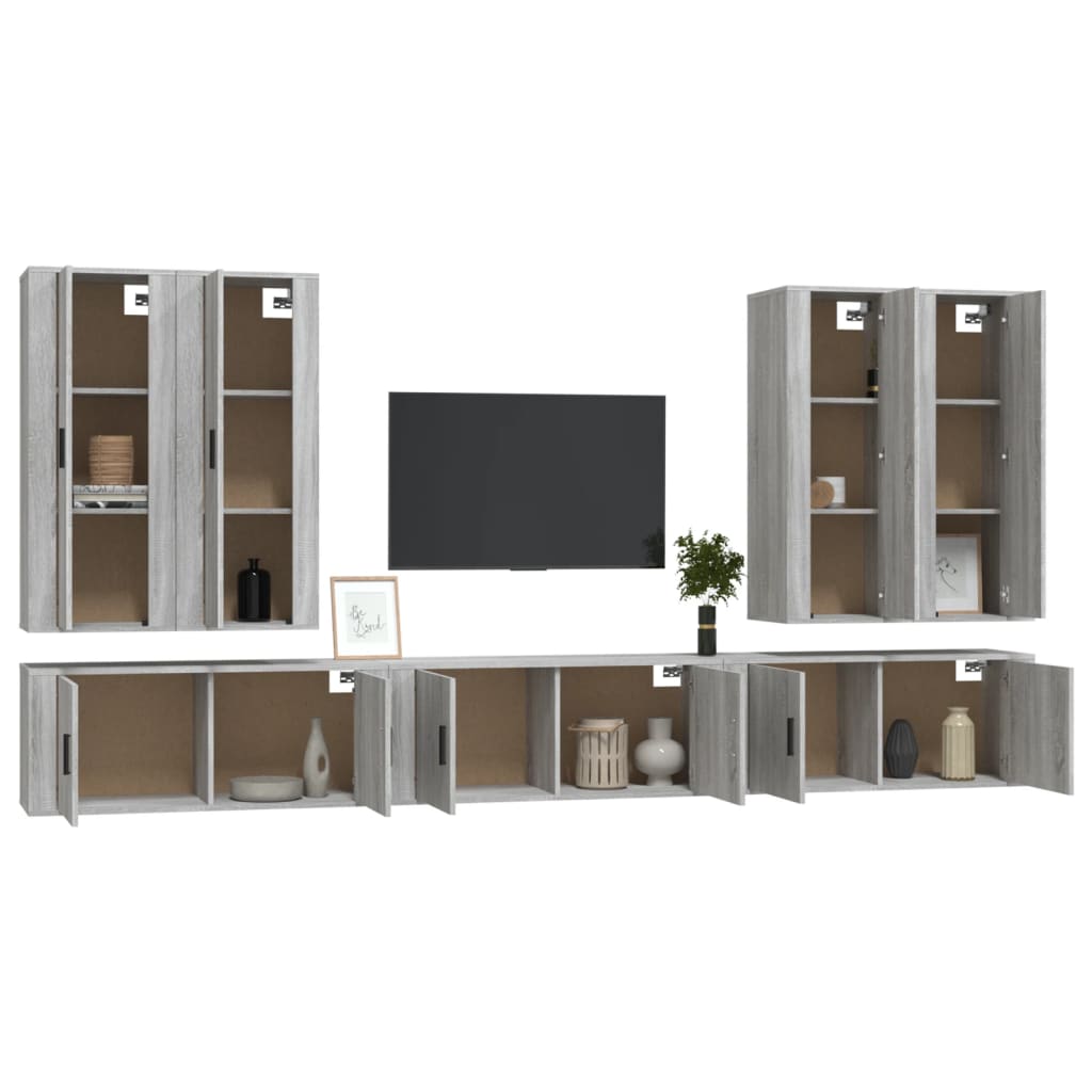 7 Piece TV Cabinet Set Grey Sonoma Engineered Wood