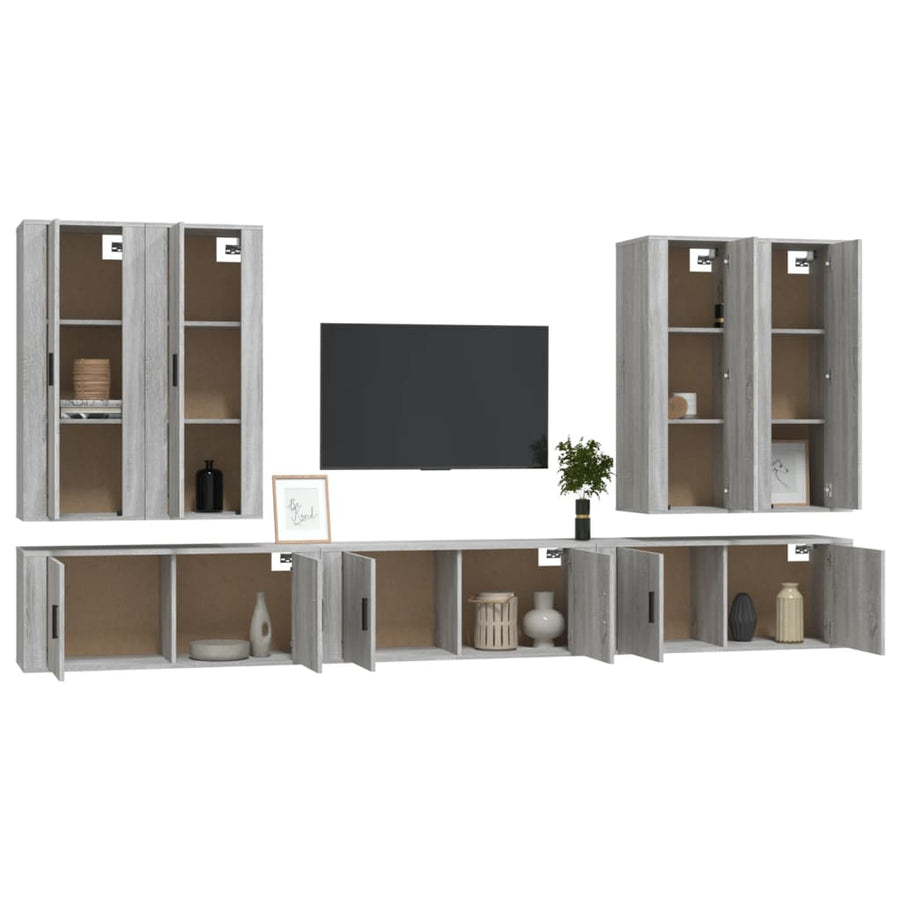 7 Piece TV Cabinet Set Grey Sonoma Engineered Wood