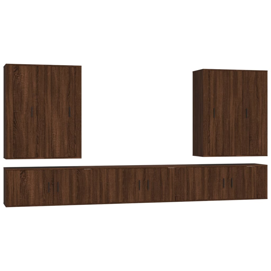 7 Piece TV Cabinet Set Brown Oak Engineered Wood