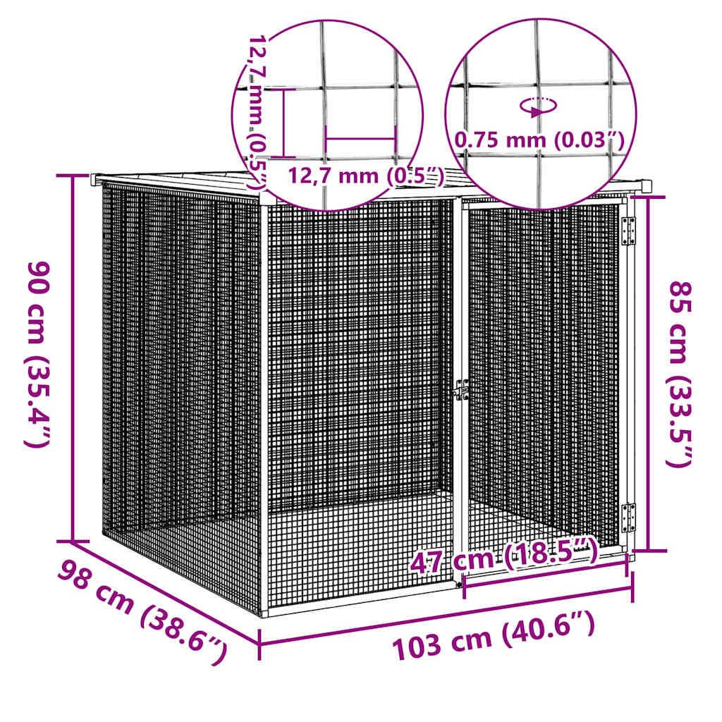 Chicken Cage with Roof Anthracite 103x98x90 cm Galvanised Steel
