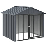 Dog House with Roof Black 117x103x102 cm Galvanised Steel - Front View