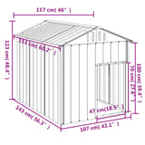 Dog House with Roof Anthracite 117x153x123 cm Galvanised Steel - 45-Degree Angle