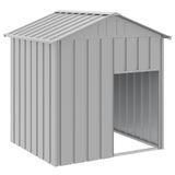 Dog House with Roof Light Grey 117x103x123 cm Galvanised Steel - Front View