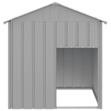 Dog House with Roof Light Grey 117x103x123 cm Galvanised Steel - Side View