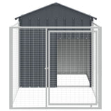 Dog House with Run Anthracite 117x201x123 cm Galvanised Steel - Side View