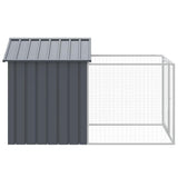 Dog House with Run Anthracite 117x201x123 cm Galvanised Steel - Top-Down View