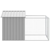Dog House with Run Light Grey 117x201x123 cm Galvanised Steel - Top-Down View