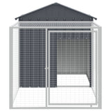 Chicken Cage with Run Anthracite 117x201x123 cm Galvanised Steel - Side View