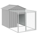 Chicken Cage with Run Light Grey 117x201x123 cm Galvanised Steel - Front View