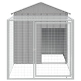Chicken Cage with Run Light Grey 117x201x123 cm Galvanised Steel - Side View