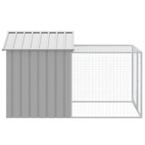 Chicken Cage with Run Light Grey 117x201x123 cm Galvanised Steel - Top-Down View