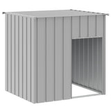 Dog House with Roof Light Grey 110x103x109 cm Galvanised Steel - Front View