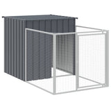 Dog House with Run Anthracite 110x201x110 cm Galvanised Steel - Front View