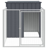 Dog House with Run Anthracite 110x201x110 cm Galvanised Steel - Side View