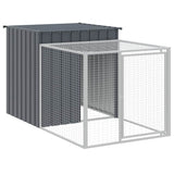 Chicken Cage with Run Anthracite 110x201x110 cm Galvanised Steel - Front View
