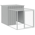 Chicken Cage with Run Light Grey 110x201x110cm Galvanised Steel
