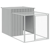Chicken Cage with Run Light Grey 110x201x110 cm Galvanised Steel - Front View