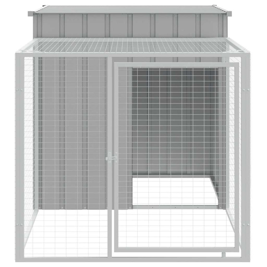 Chicken Cage with Run Light Grey 110x201x110cm Galvanised Steel