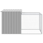 Chicken Cage with Run Light Grey 110x201x110cm Galvanised Steel
