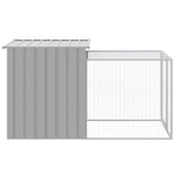 Chicken Cage with Run Light Grey 110x201x110 cm Galvanised Steel - Top-Down View