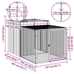 Chicken Cage with Run Light Grey 110x201x110cm Galvanised Steel