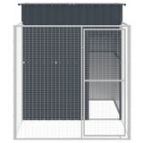 Dog House with Run Anthracite 165x251x181 cm Galvanised Steel - Side View