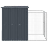 Dog House with Run Anthracite 165x251x181 cm Galvanised Steel - Top-Down View