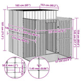 Dog House with Run Anthracite 165x251x181 cm Galvanised Steel - 45-Degree Angle