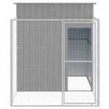 Dog House with Run Light Grey 165x251x181 cm Galvanised Steel - Side View