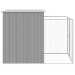 Dog House with Run Light Grey 165x251x181 cm Galvanised Steel
