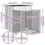 Dog House with Run Light Grey 165x251x181 cm Galvanised Steel