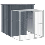 Chicken Cage with Run Anthracite 165x251x181 cm Galvanised Steel - Front View
