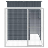 Chicken Cage with Run Anthracite 165x251x181 cm Galvanised Steel - Side View